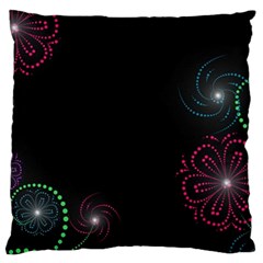 Neon Flowers And Swirls Abstract Large Flano Cushion Case (one Side) by Sapixe