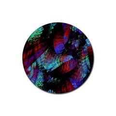 Native Blanket Abstract Digital Art Rubber Round Coaster (4 Pack)  by Sapixe