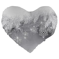 New Year Holiday Snowflakes Tree Branches Large 19  Premium Heart Shape Cushions by Sapixe