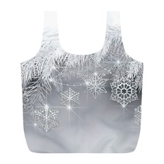 New Year Holiday Snowflakes Tree Branches Full Print Recycle Bags (l) 