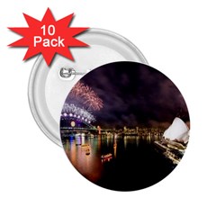 New Year’s Evein Sydney Australia Opera House Celebration Fireworks 2 25  Buttons (10 Pack)  by Sapixe