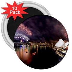 New Year’s Evein Sydney Australia Opera House Celebration Fireworks 3  Magnets (10 Pack)  by Sapixe