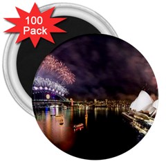 New Year’s Evein Sydney Australia Opera House Celebration Fireworks 3  Magnets (100 Pack) by Sapixe