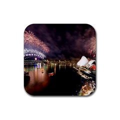 New Year’s Evein Sydney Australia Opera House Celebration Fireworks Rubber Coaster (square)  by Sapixe