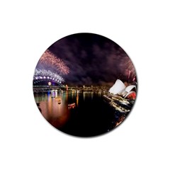 New Year’s Evein Sydney Australia Opera House Celebration Fireworks Rubber Round Coaster (4 Pack)  by Sapixe