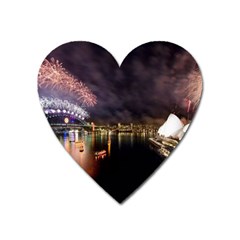 New Year’s Evein Sydney Australia Opera House Celebration Fireworks Heart Magnet by Sapixe