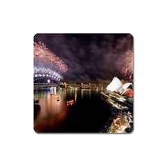 New Year’s Evein Sydney Australia Opera House Celebration Fireworks Square Magnet by Sapixe