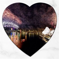 New Year’s Evein Sydney Australia Opera House Celebration Fireworks Jigsaw Puzzle (heart) by Sapixe