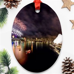 New Year’s Evein Sydney Australia Opera House Celebration Fireworks Oval Ornament (two Sides) by Sapixe