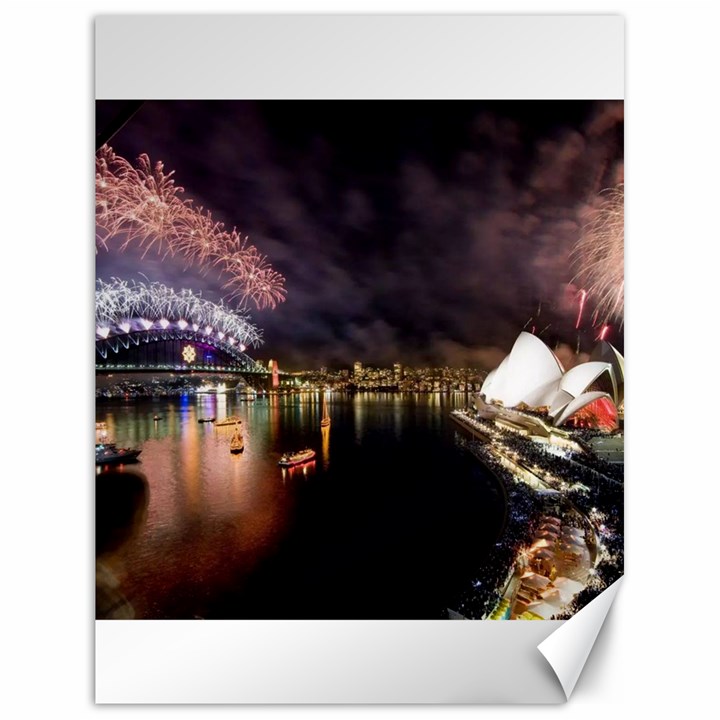 New Year’s Evein Sydney Australia Opera House Celebration Fireworks Canvas 18  x 24  