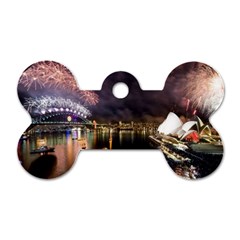 New Year’s Evein Sydney Australia Opera House Celebration Fireworks Dog Tag Bone (one Side) by Sapixe