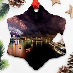 New Year’s Evein Sydney Australia Opera House Celebration Fireworks Snowflake Ornament (two Sides) by Sapixe