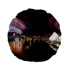 New Year’s Evein Sydney Australia Opera House Celebration Fireworks Standard 15  Premium Round Cushions by Sapixe