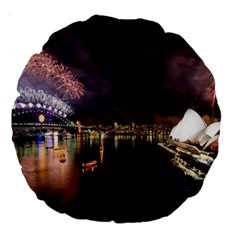 New Year’s Evein Sydney Australia Opera House Celebration Fireworks Large 18  Premium Round Cushions by Sapixe