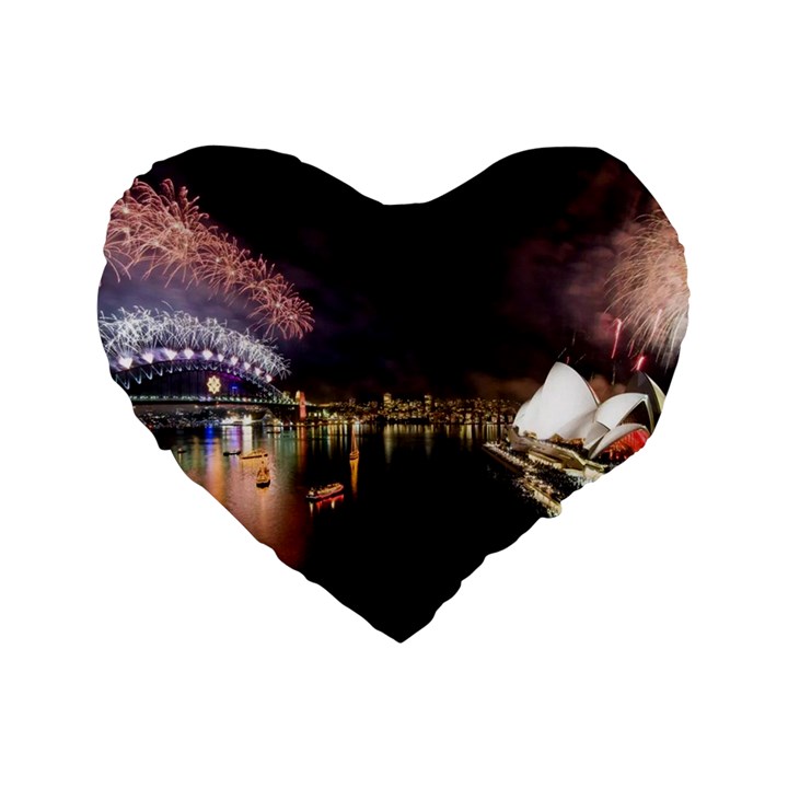 New Year’s Evein Sydney Australia Opera House Celebration Fireworks Standard 16  Premium Heart Shape Cushions