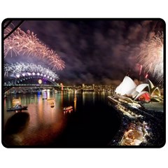 New Year’s Evein Sydney Australia Opera House Celebration Fireworks Double Sided Fleece Blanket (medium)  by Sapixe