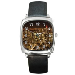 New York City At Night Future City Night Square Metal Watch by Sapixe