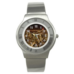 New York City At Night Future City Night Stainless Steel Watch by Sapixe