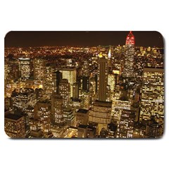 New York City At Night Future City Night Large Doormat  by Sapixe