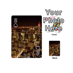 New York City At Night Future City Night Playing Cards 54 (mini)  by Sapixe