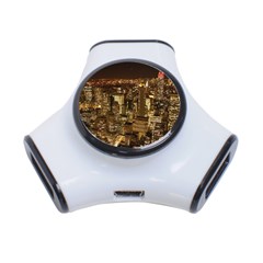 New York City At Night Future City Night 3-port Usb Hub by Sapixe