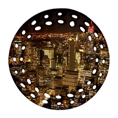 New York City At Night Future City Night Ornament (round Filigree) by Sapixe