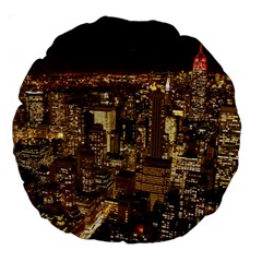 New York City At Night Future City Night Large 18  Premium Round Cushions by Sapixe