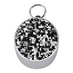 Noise Texture Graphics Generated Mini Silver Compasses by Sapixe