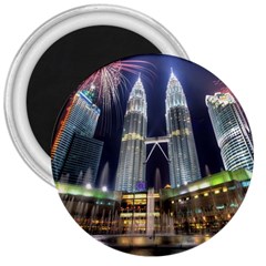 New Years Eve Petronas Towers Kuala Lumpur Malaysia 3  Magnets by Sapixe