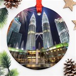 New Years Eve Petronas Towers Kuala Lumpur Malaysia Ornament (Round) Front