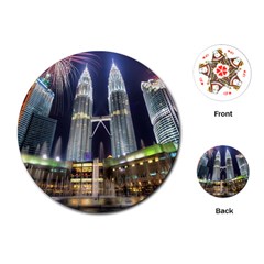 New Years Eve Petronas Towers Kuala Lumpur Malaysia Playing Cards (round) 