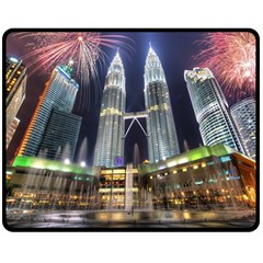 New Years Eve Petronas Towers Kuala Lumpur Malaysia Double Sided Fleece Blanket (medium)  by Sapixe