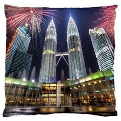 New Years Eve Petronas Towers Kuala Lumpur Malaysia Large Flano Cushion Case (one Side) by Sapixe