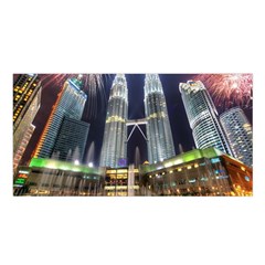 New Years Eve Petronas Towers Kuala Lumpur Malaysia Satin Shawl by Sapixe