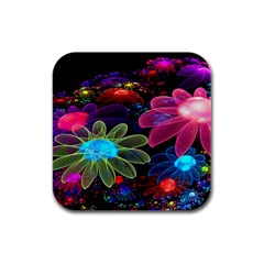 Nice 3d Flower Rubber Square Coaster (4 Pack)  by Sapixe