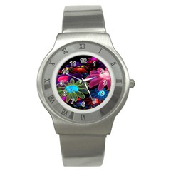 Nice 3d Flower Stainless Steel Watch by Sapixe