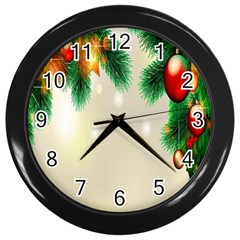 Ornament Christmast Pattern Wall Clocks (black) by Sapixe