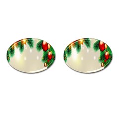 Ornament Christmast Pattern Cufflinks (oval) by Sapixe