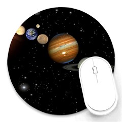 Outer Space Planets Solar System Round Mousepads by Sapixe