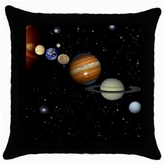 Outer Space Planets Solar System Throw Pillow Case (black) by Sapixe