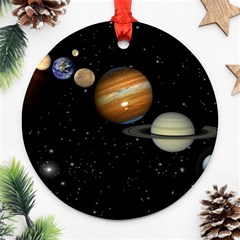 Outer Space Planets Solar System Round Ornament (two Sides) by Sapixe