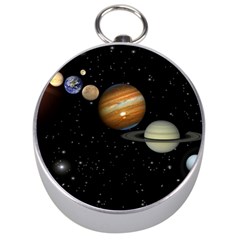 Outer Space Planets Solar System Silver Compasses by Sapixe