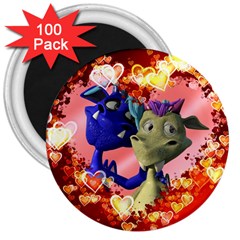 Ove Hearts Cute Valentine Dragon 3  Magnets (100 Pack) by Sapixe