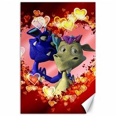 Ove Hearts Cute Valentine Dragon Canvas 24  X 36  by Sapixe