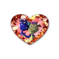 Ove Hearts Cute Valentine Dragon Heart Coaster (4 Pack)  by Sapixe