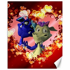 Ove Hearts Cute Valentine Dragon Canvas 11  X 14   by Sapixe