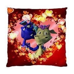 Ove Hearts Cute Valentine Dragon Standard Cushion Case (two Sides) by Sapixe