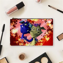 Ove Hearts Cute Valentine Dragon Cosmetic Bag (medium)  by Sapixe