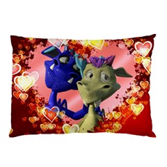 Ove Hearts Cute Valentine Dragon Pillow Case (two Sides) by Sapixe