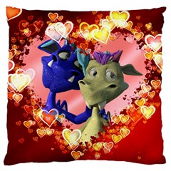 Ove Hearts Cute Valentine Dragon Large Cushion Case (one Side) by Sapixe